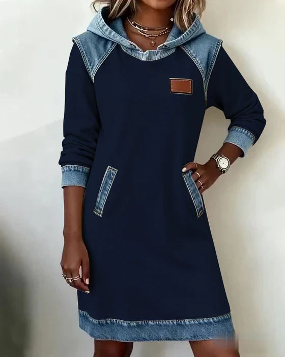 Lunariae – Contrast Hooded Casual Dress