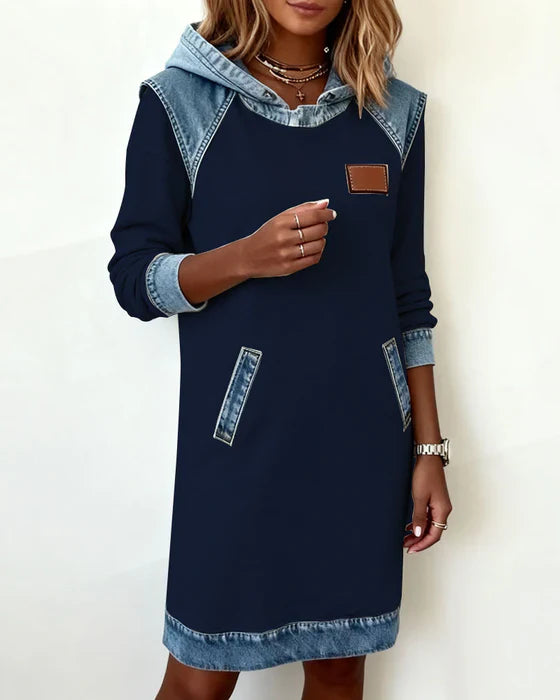Lunariae – Contrast Hooded Casual Dress