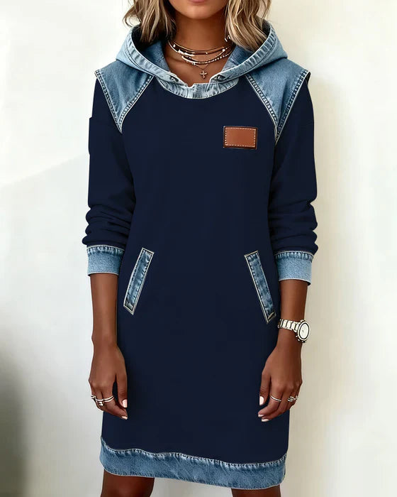 Lunariae – Contrast Hooded Casual Dress