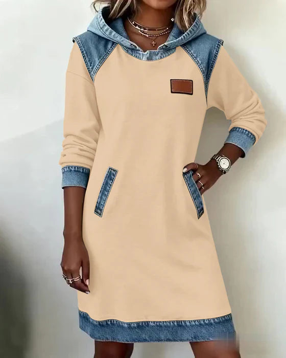 Lunariae – Contrast Hooded Casual Dress