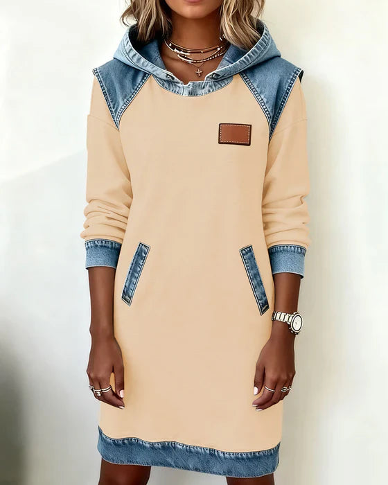 Lunariae – Contrast Hooded Casual Dress