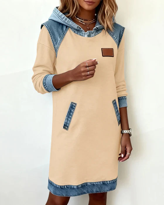 Lunariae – Contrast Hooded Casual Dress