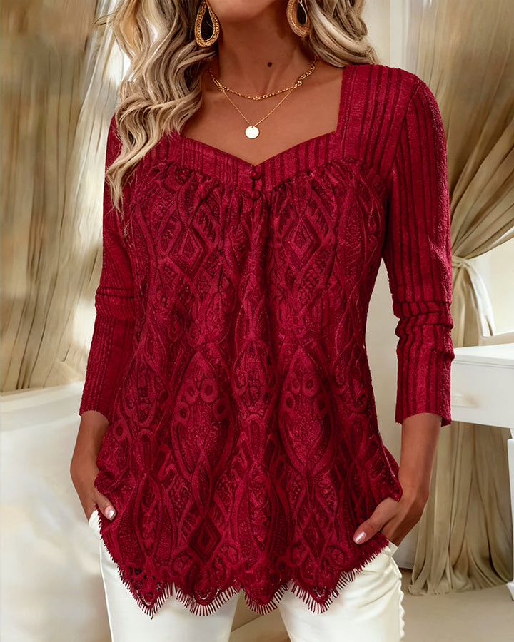 Square Neck Lace Underarm Top