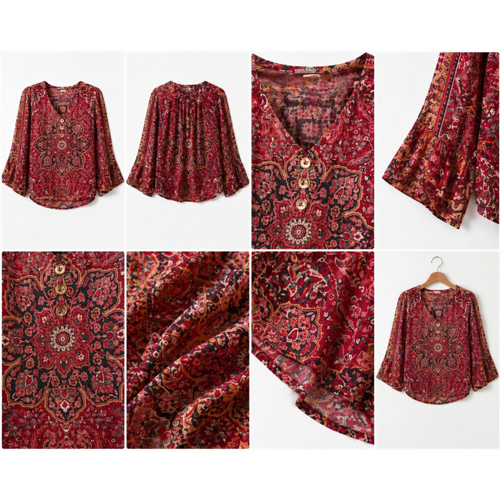 Aaliyah | Boho Ruffle Vintage Blouse