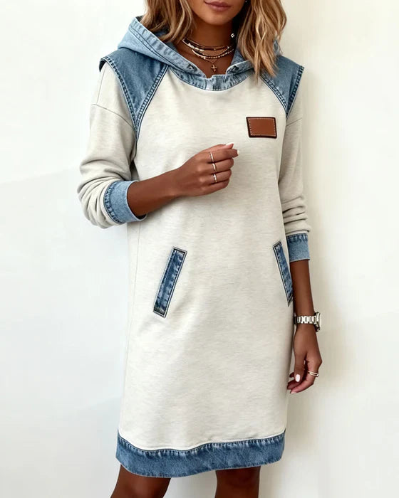 Lunariae – Contrast Hooded Casual Dress