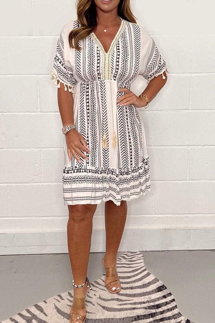 Gail – Vintage Bohemian Dress with Ethnic Print