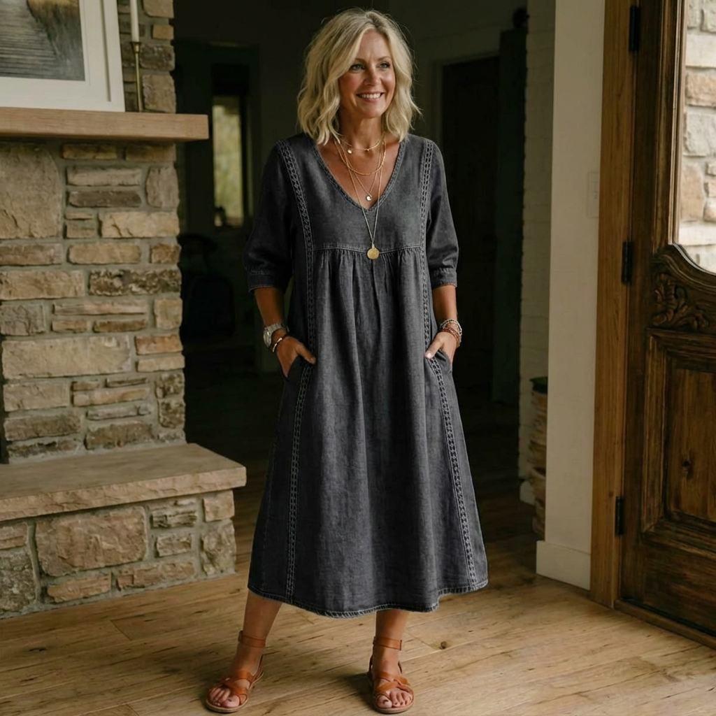Casual Lace Trim Relaxed Dress — Lightweight & Easy to Wear