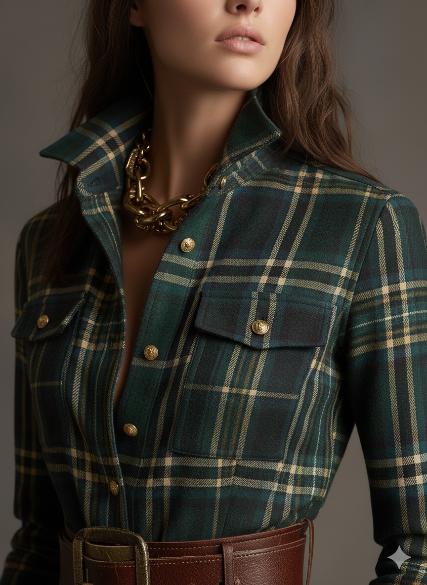 Giulietta – Maxi Checked Shirt Dress with Belt