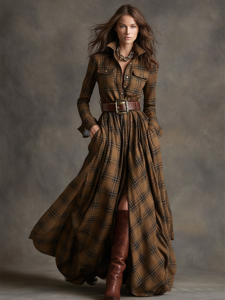 Giulietta – Maxi Checked Shirt Dress with Belt