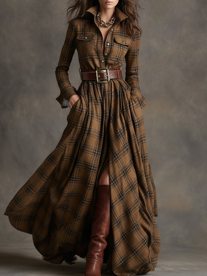 Giulietta – Maxi Checked Shirt Dress with Belt