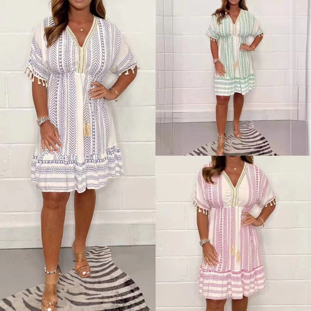 Gail – Vintage Bohemian Dress with Ethnic Print