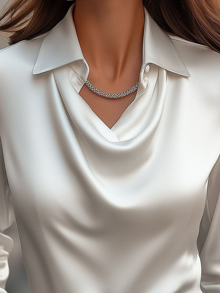 Delphine | White Draped Blouse
