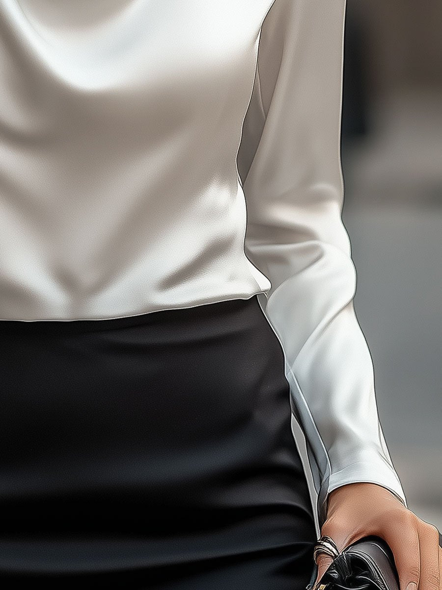 Delphine | White Draped Blouse