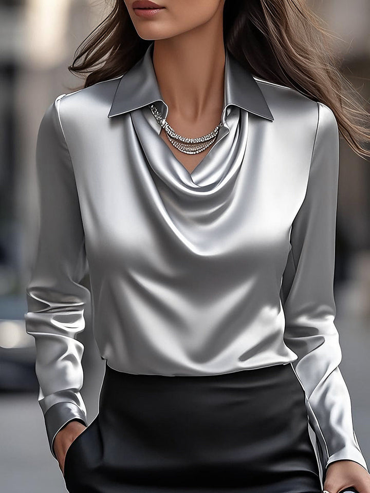 Delphine | White Draped Blouse