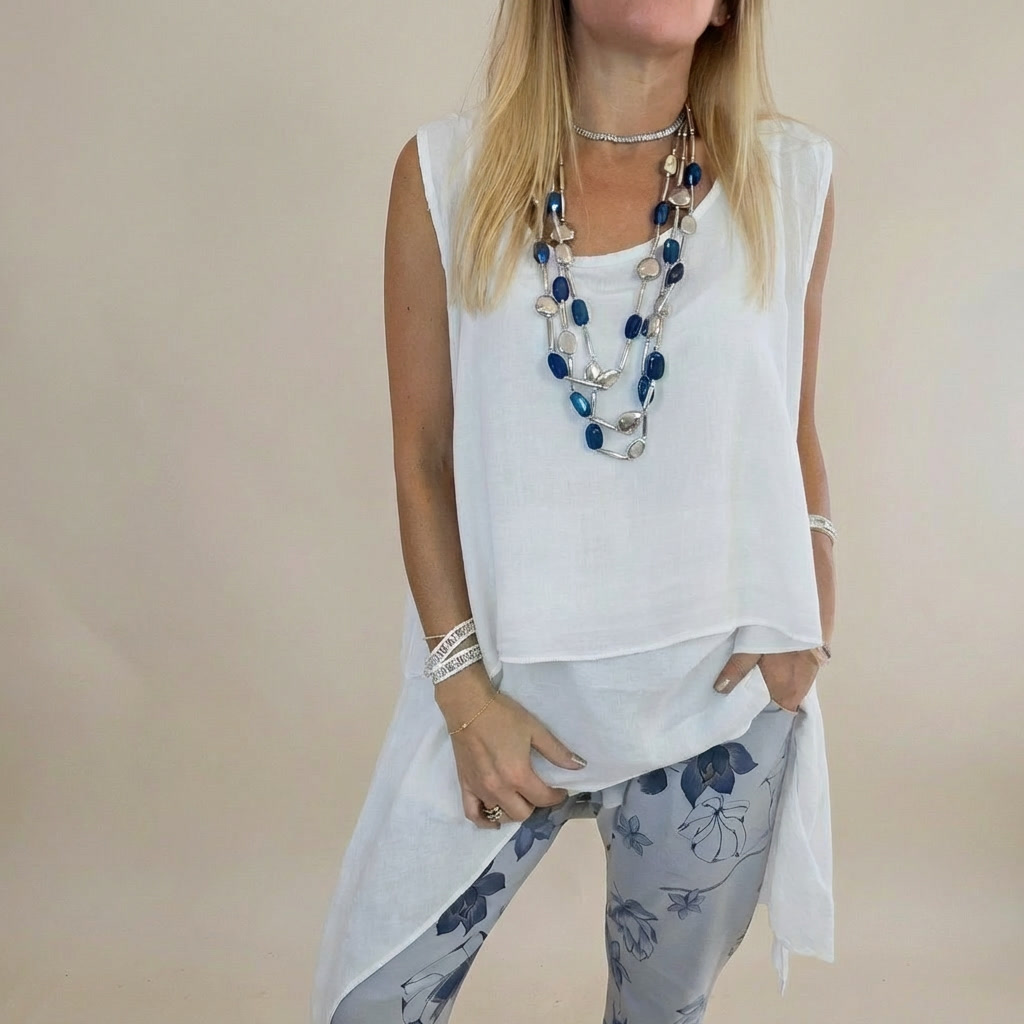 Oriane – Women’s Two-Piece Set: Sleeveless Top and Printed Pants