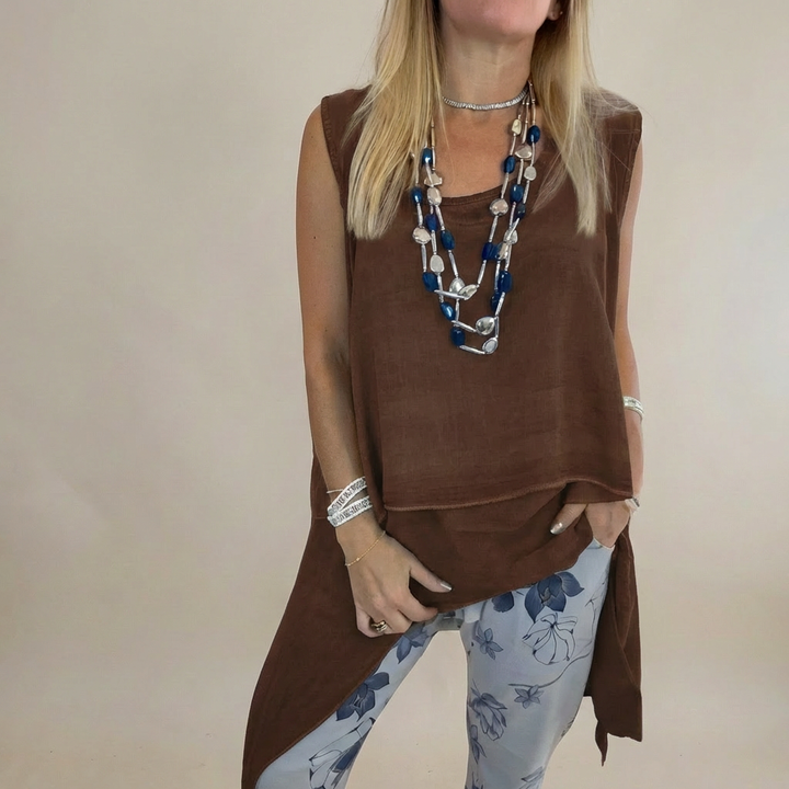 Oriane – Women’s Two-Piece Set: Sleeveless Top and Printed Pants