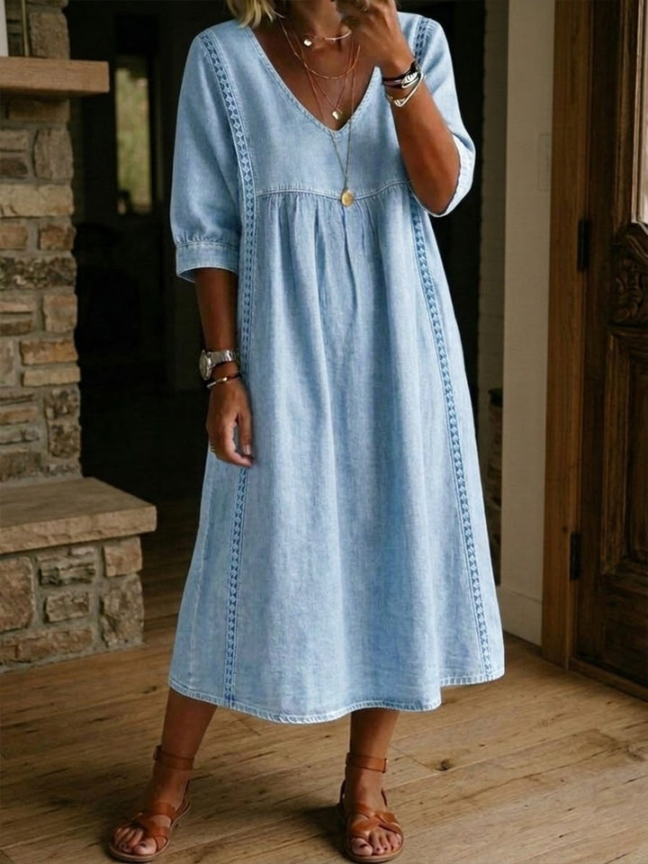 Casual Lace Trim Relaxed Dress — Lightweight & Easy to Wear