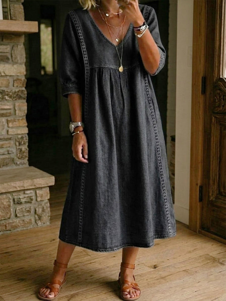 Casual Lace Trim Relaxed Dress — Lightweight & Easy to Wear